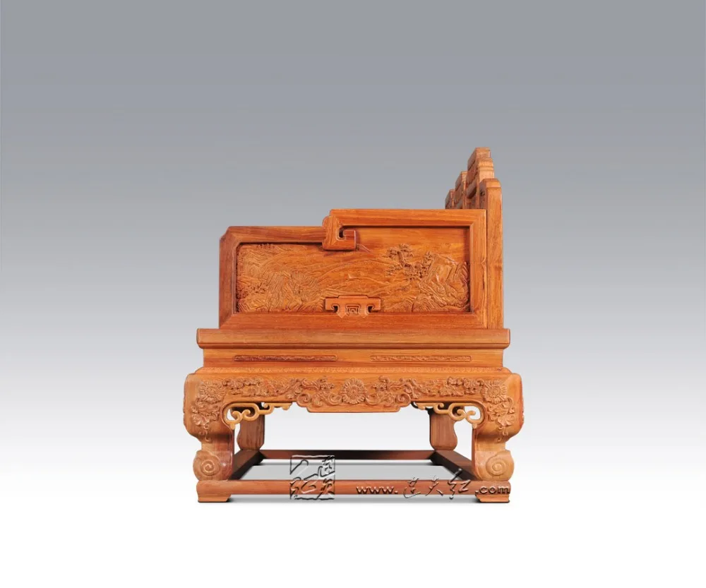 Chinese Royal Rosewood Furniture Padauk Sofa Bed 3 Seat Triple chair Solid Wood Chaise Lounge Classical Antique Recliner Sleeper Chinese Royal Rosewood Furniture Padauk Sofa Bed 3 Seat Triple chair Solid Wood Chaise Lounge Classical Antique Recliner Sleeper