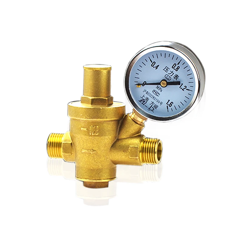 Высокое качество регулируемый DN15 воды редукционный клапан 1/" наружная резьба толстый латунный манометр регулятор клапаны с измерителем влажности и температуры