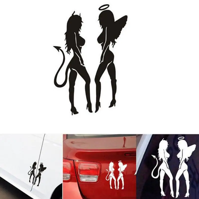 

Hot Classic Sexy Girls DIY vehicle Body Emblem Badge Sticker Anger Devil Beauty 16*11cm White Car Decal &Wholesale