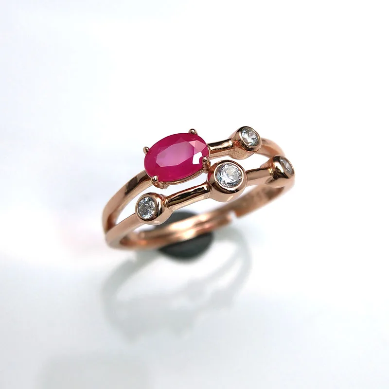 

2018 new Natural Dark Red Genniue african red Ruby with inclusions gemstone 925 sterling silver Ring for women gift fine jewelry