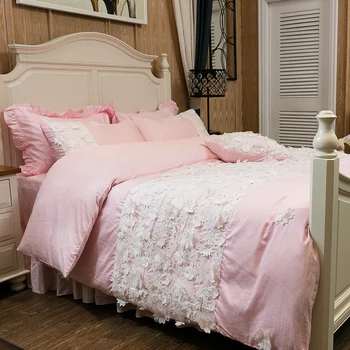 

IvaRose Egyptian cotton lace korea style bedding set girls women king queen size bed set 4/6pcs duvet cover bed linen 36