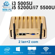 Mini Computer Core i3 5005U Dual LAN 2 COM Windows 10 Computador i5 5200U i7 5500U Barebone 4GB 8GB RAM 3D Graphics NUC Mini PC