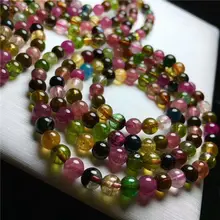 3 ряда из натуральной красочные кристалл турмалина Бусины браслет ААА 5.5 мм
