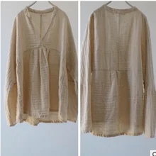 Осень, выпуск товара, дизайн, хлопок, льняная свободная футболка больших размеров