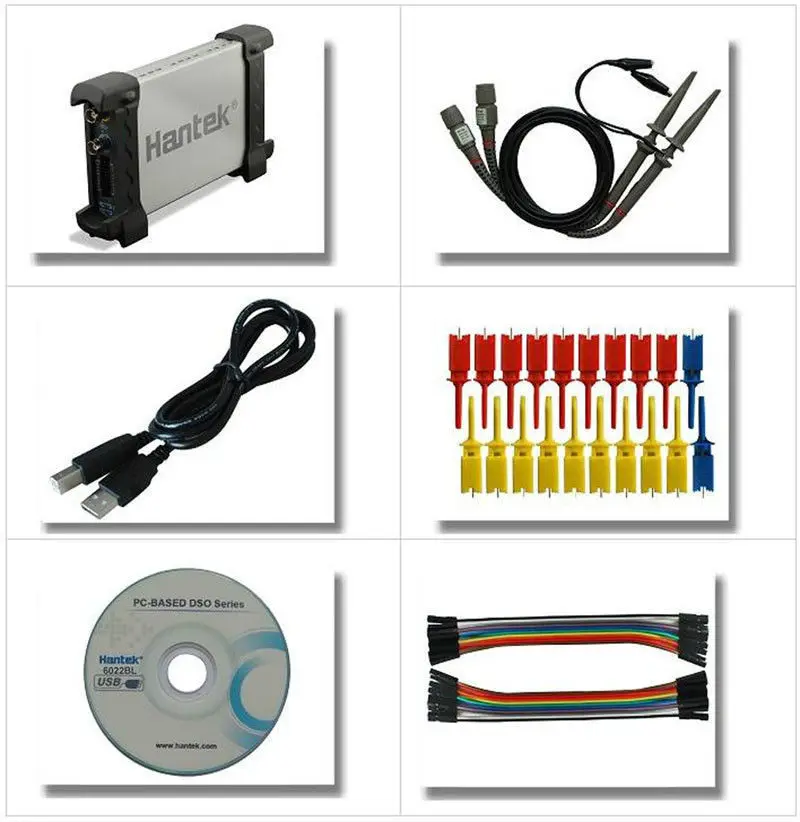 Hantek Осциллограф цифровой 6022BE/6022BL портативный цифровой USB автомобильный Осциллограф 2 канала мини USB осциллограф