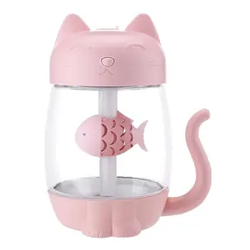 

350ML Air Humidifier with Light Ultrasonic Adorable Cat Mini USB Humidificador Silent Color Light 3 In 1 Aroma Diffuser for Car