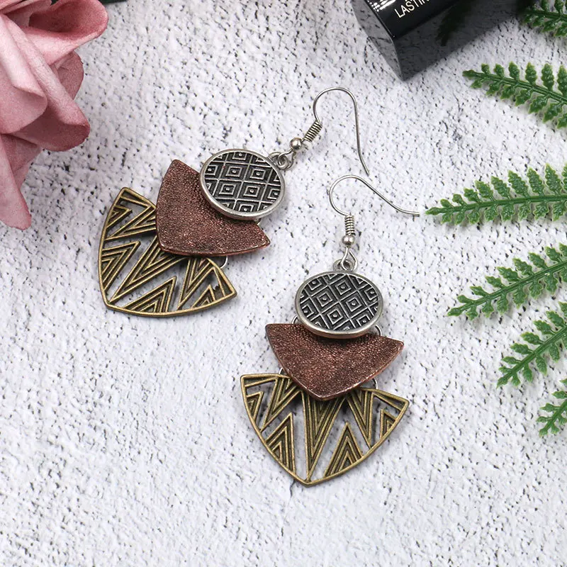 

Fashion Simple Geometric Mosaic Multi-layer Alloy Earrings Jewelry