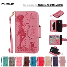 Чехол для телефона Samsung Galaxy A3 2017 с зеркальной рамы 9 внутренняя карта Тиснением Бумажник Флип PU кожаный чехол для Galaxy A3 2017