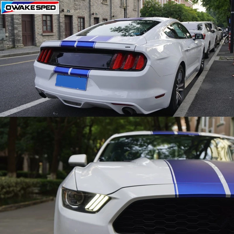 Спортивные гоночные полосы виниловая наклейка капот автомобиля крыша хвост весь стикер Авто тела Передние Задние наклейки на бампер для Ford Mustang GT