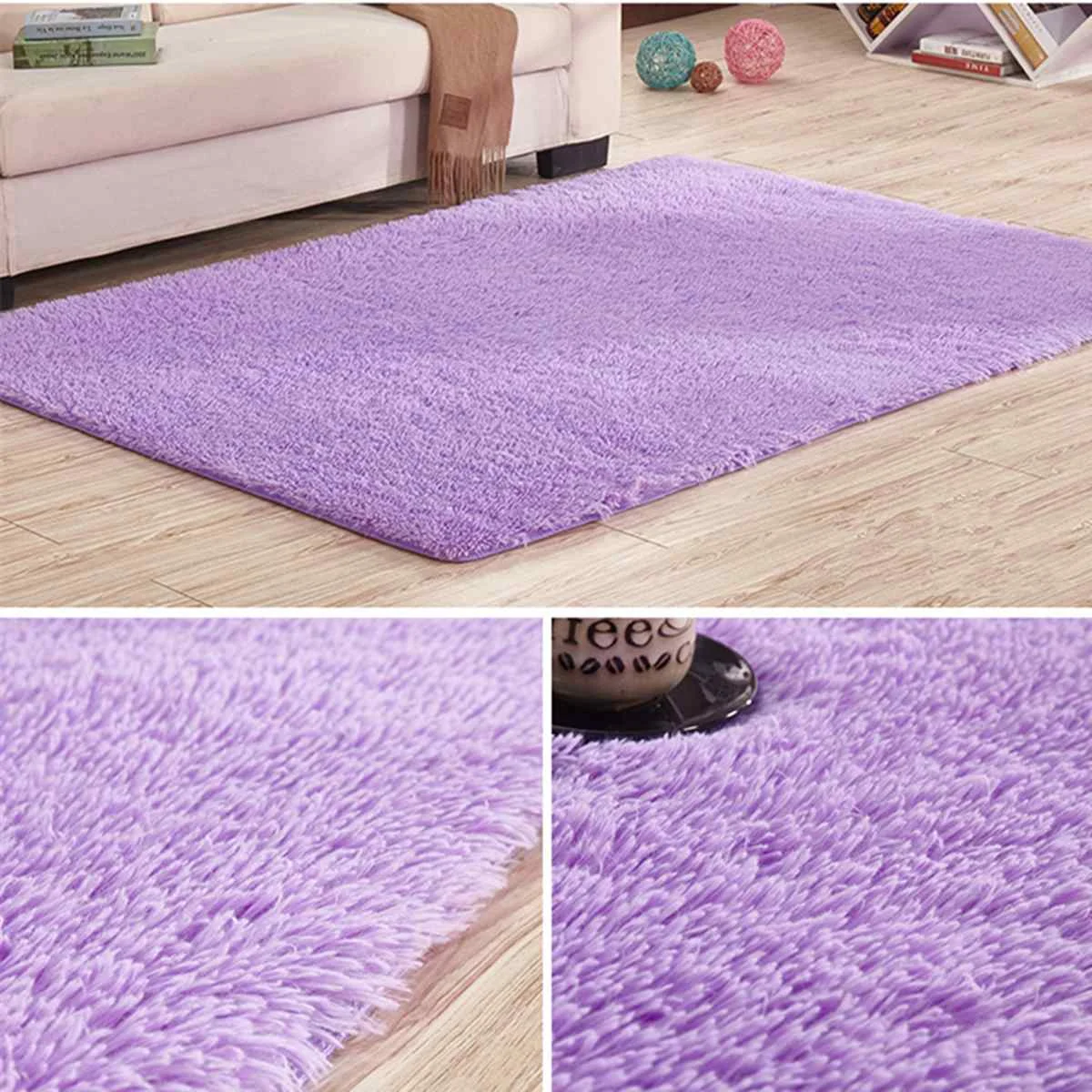 Фиолетовый пушистый коврик, противоскользящий ворсистый ковер, нескользящий ковер, коврик для дома, гостиной, мягкий детский коврик для лазания