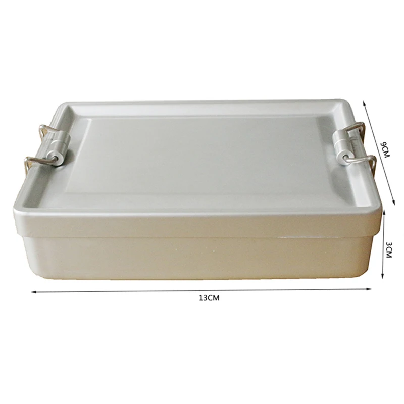 PSKOOK aluminio aleación Camping lonchera resistente al agua exterior contenedor de comida con hebillas de doble oreja vajilla