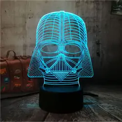 New star войны черный рыцарь 3D Night Light удивительные 7 Изменение цвета Портативный Фонари дистанционного управления сна настольная лампа