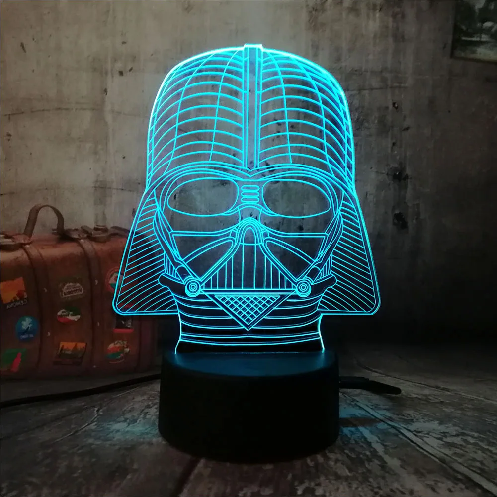 Nueva luz nocturna 3D de caballero negro de Star Wars, linterna portátil con cambio de 7 colores increíble, lámpara de escritorio para dormir con control remoto, regalo para niños