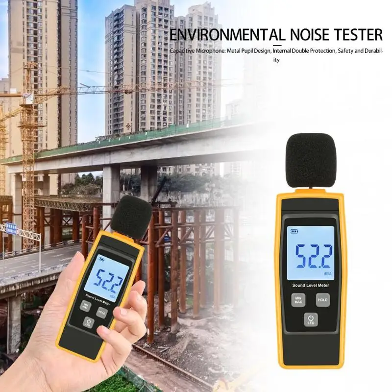 Mini Sound Level Meter Battery Digital Display Decibel Meter Digital Noise Meter LCD Environmental Noise Tester RZ1359