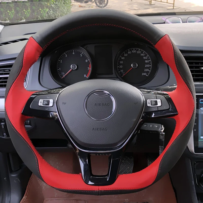 

Micro Fibe Leather+Nubuck leather+Cowhide Handmade Sewing Steering Wheel Covers Protect For Volkswagen VW Passat B8 TAYRON