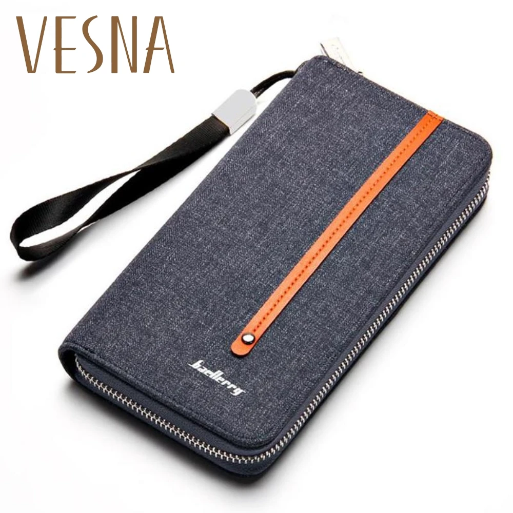 

Baellerry Fashion Coin Purse Men Long Wallet Card Canvas Zippered Hand Bag Retro Youth Large Wallet