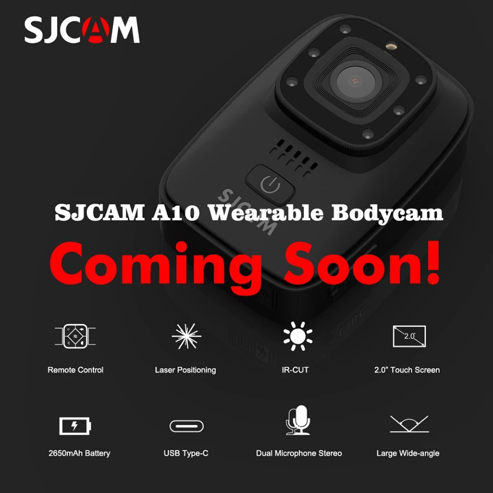 

SJCAM A10 Wearable Bodycam Night Vision Laser Lamp Infrared Action Camera 2.0" touch screen 2650mAh Battery dual microphone ster