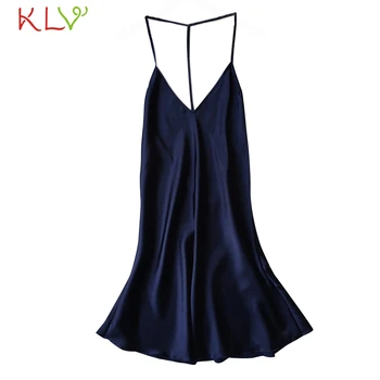 

Women Sexy Nightgown Halter Satin V-neck Lingerie Nightwear Sleepwear Dress Babydoll Underwear Sexy Bow Dress Hot Fashion 18Jan8