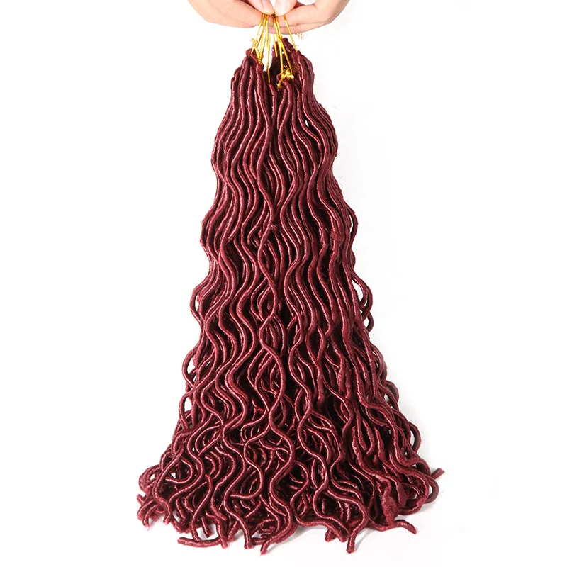 

SAMBRAID Goddess Faux Locs Crochet Hair 20 Inch Crochet Braids Hair Extensions Wavy Faux Locs Synthetic Braiding Hair