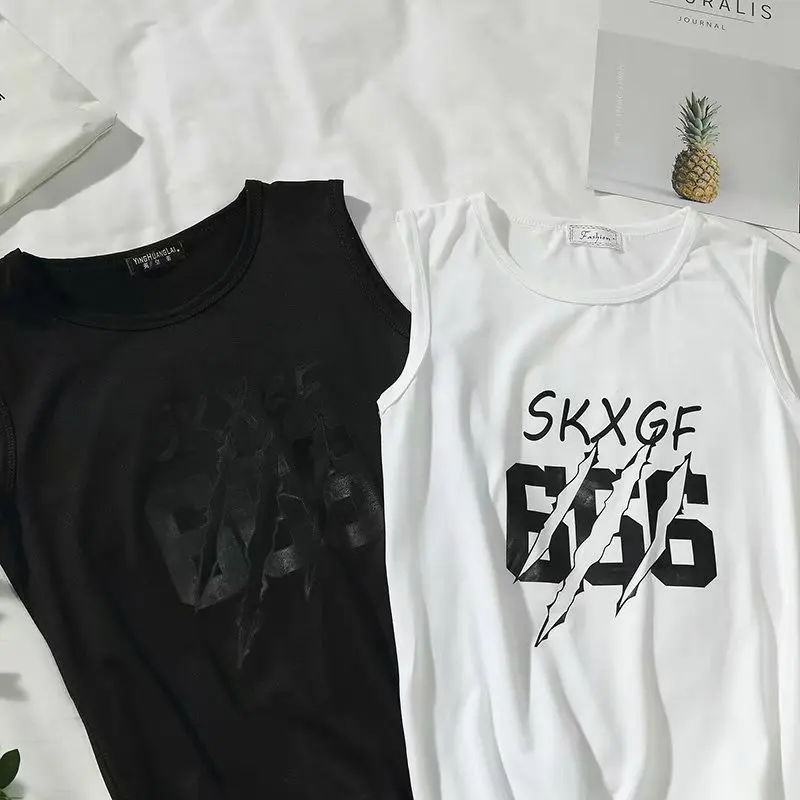 

Hip Hop Cool Man Number Six Printed Tank Tops Sleeveless Polyester Bodybuilding Sport Gym Clothing Tops Black/White Mbx-5