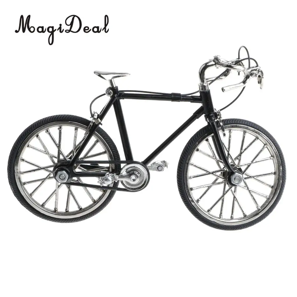 1:16 Scale Alloy Diecast Model Mini Bicycle Toy Black Color Road Simulation Bike Children Boys Gift Home Office Decoration