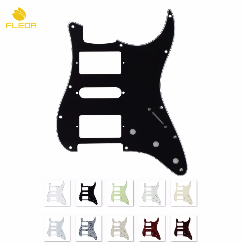 

FLEOR 11 Holes Strat Guitar Pickguard HSH Scratch Plate for American/Mexico Electric Guitar Parts,Pure Aluminum Foil Shield