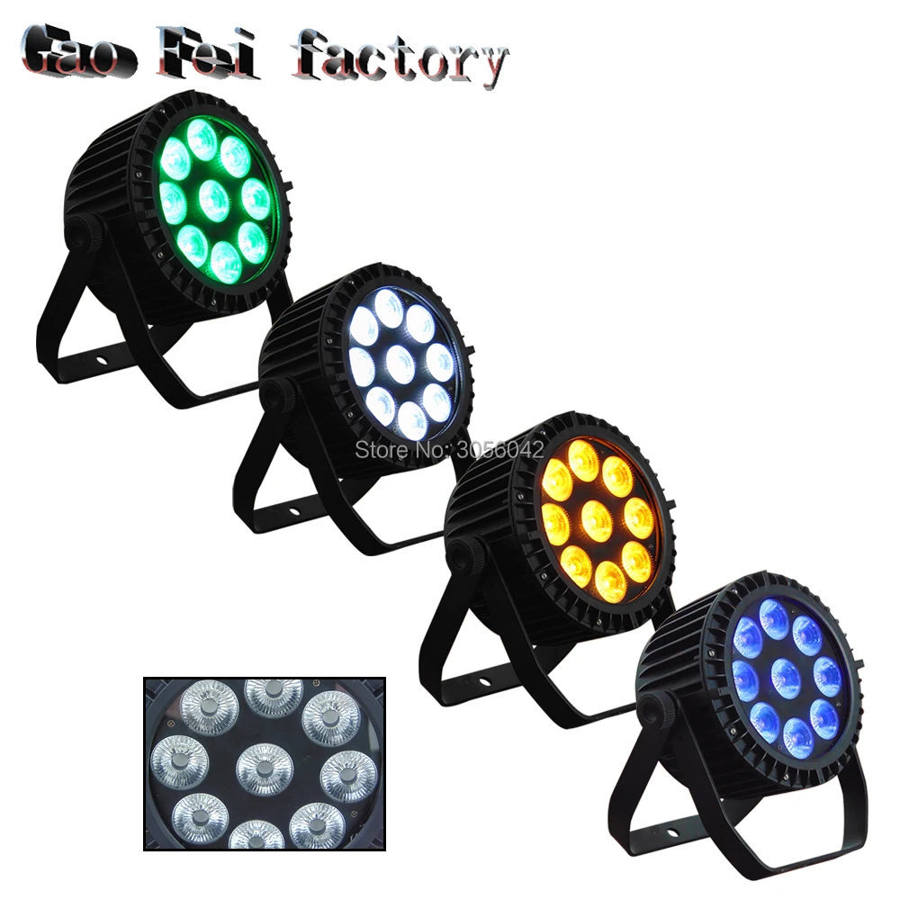 

4pcs/lot 9pcs 18W RGBWA UV 6IN1 Flat Slim LED Par Lights Waterproof 4 Smooth 16bit Dimming