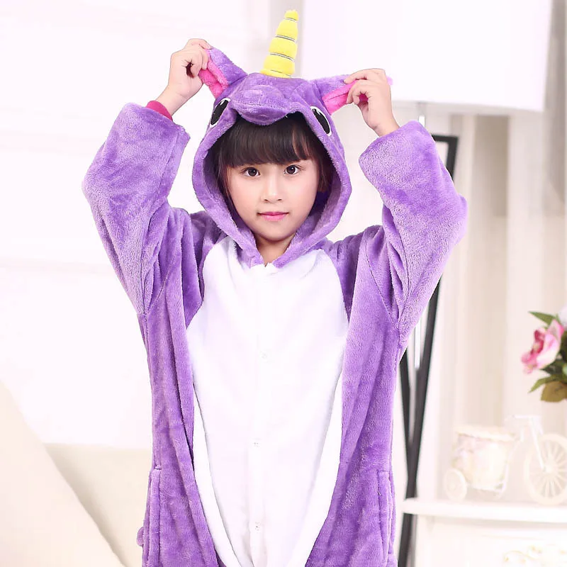 Pijamas para Meninos Eoicioi Crianças Kigurumi Pijamas Flanela Animal Pegasus Ponto Unicórnio Meninas Inverno Quente Onesie 3 ponto unicórnio pijamas para meninos meninas inverno