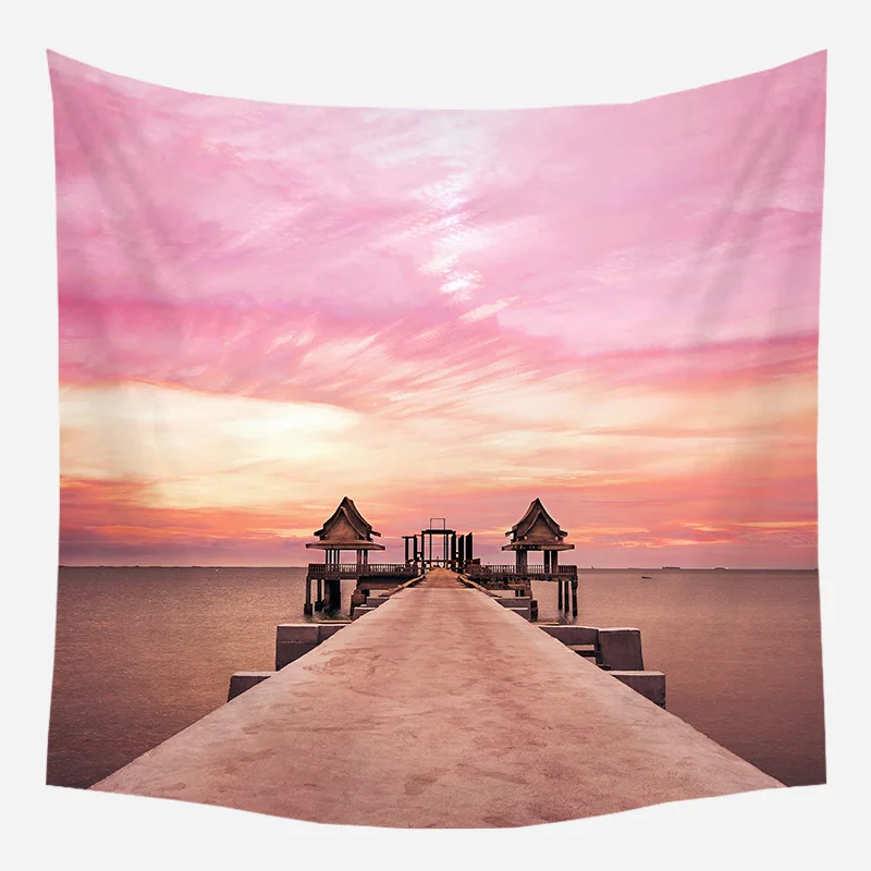 mling 1pcs 95*73cm Pink Romantic Wall Cloth Tapestry Polyester Hanging Wall Carpet Decorative Tablecloth Blanket Home Decor