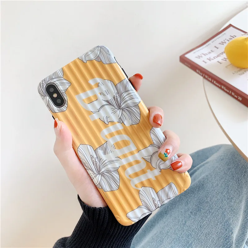 

Simple Fresh Flower Letters Patterned Case for Iphone Xs 8 7 6 6S Plus X Xr Xs Max Case New Trunk Soft IMD TPU Back Cover