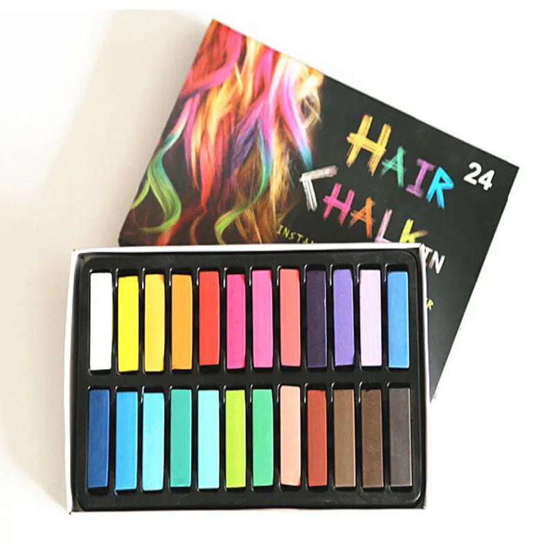 24 Colors Hair Chalk Temporary Non toxic hair manic panic Crayons for