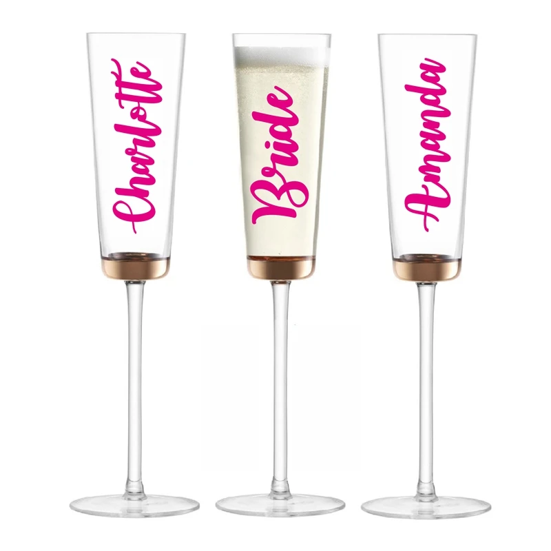 Персонализированные наклейки на флейту для свадебного дня, украшение из стекла шампанского на заказ, наклейка на стекло для шампанского для жениха и невесты