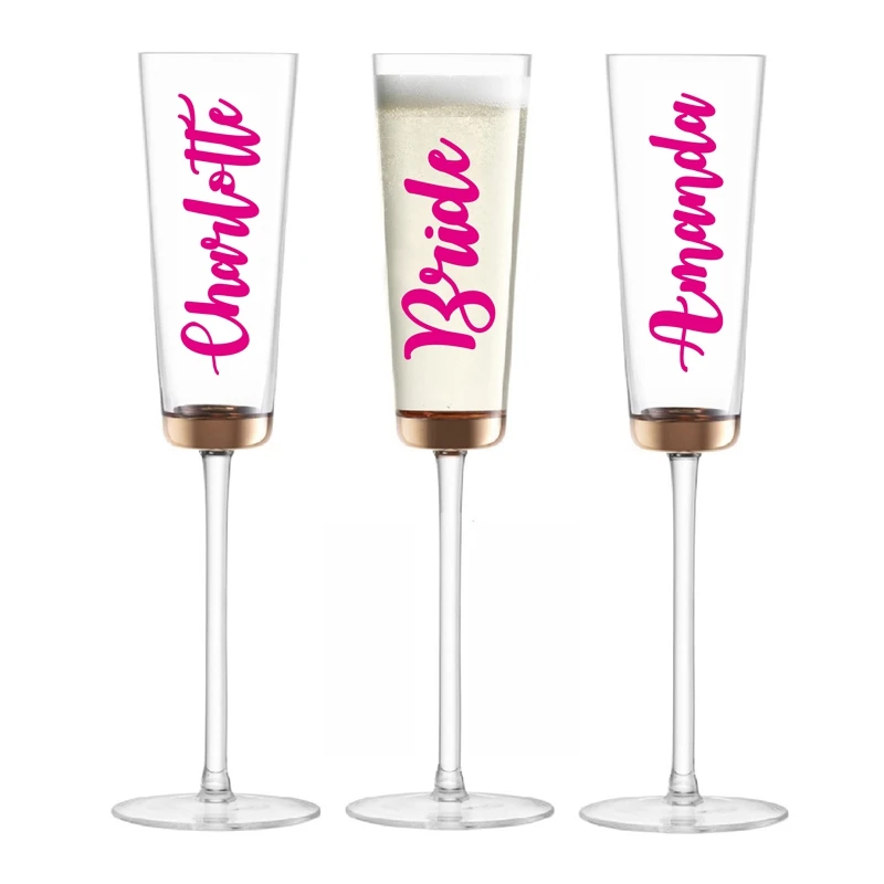 Personalized Flute Sticker Champagne Glass Decor