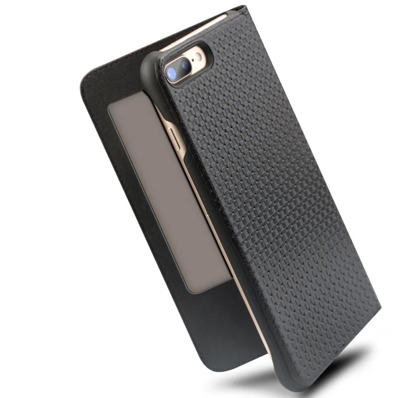 

QIALINO for iPhone 7 8 Cases Smart View Flip Genuine Leather Window Cover for iPhone7 plus 8p Case Kickstand Function