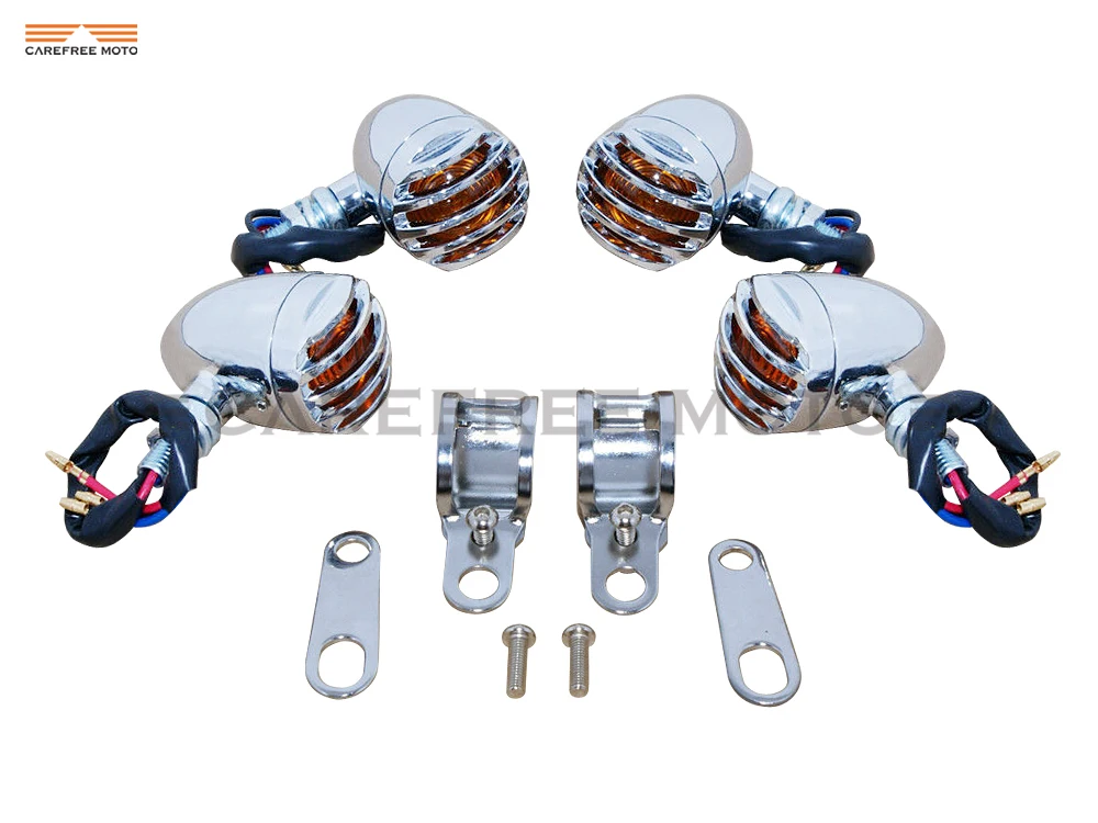

10mm Chrome Motorcycle Turn Signal Running Light Fork Clamps Shock Bracket Cafe Racer Custom case for Harley Yamaha Honda