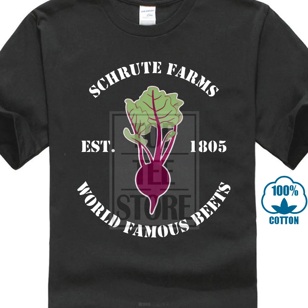 

Free Shipping 2018 The Office Schrute Farms Beets Funny Sitcom Tv Show Dunder Mifflin Black T Shirt High Quality Top Tees