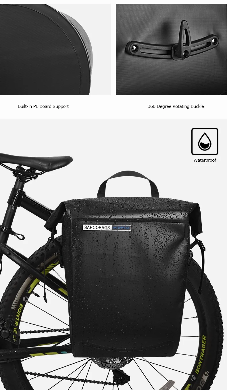 Top Sahoo 141364-SA 20L Full Waterproof Dry Mountain Road Bike Bicycle Cycling Pannier Bag Back Rear Seat Trunk Bag Rack Pack 6