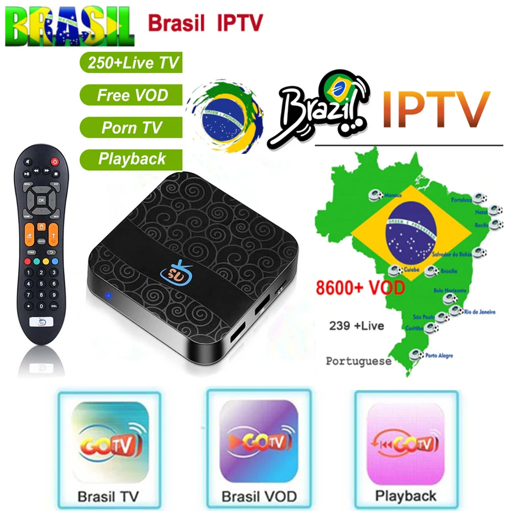 Amlogic S905 GO tv Box бразильская трансляция IPTV Бразилия tv box с 2 годами IP tv подписка Бразилия IP tv Brasil
