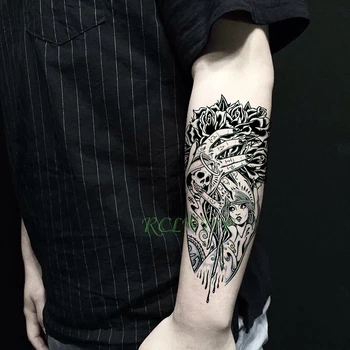 

Waterproof Temporary Tattoo Sticker Rose Skull Flower Hand Big fake tatto flash tatoo tatouage temporaire arm for women girl men