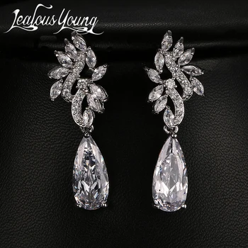 

Luxury Drop Water Long Earrings For Women Wedding Party AAA Clear Cubic Zirconia Dangle Earrings Fashion Jewelry AE408