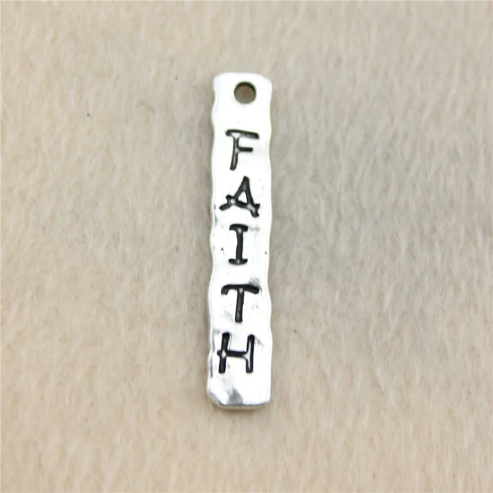 

36pcs/lot 39*7mm ancient silver Faith charm Pendants DIY jewelry for bracelet necklace earring