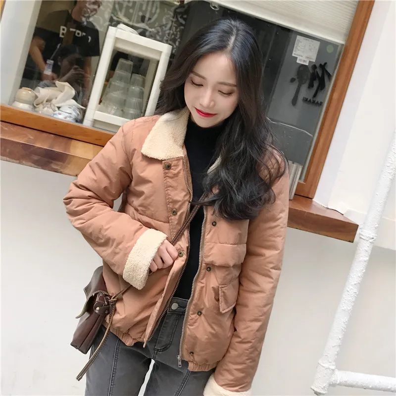down puffer coat High Quality Wool Women Parkas Turn-down Collar Winter Short Coats Cotton Brown Vintage Jackets Fashion Coats Lu11 35 black puffer