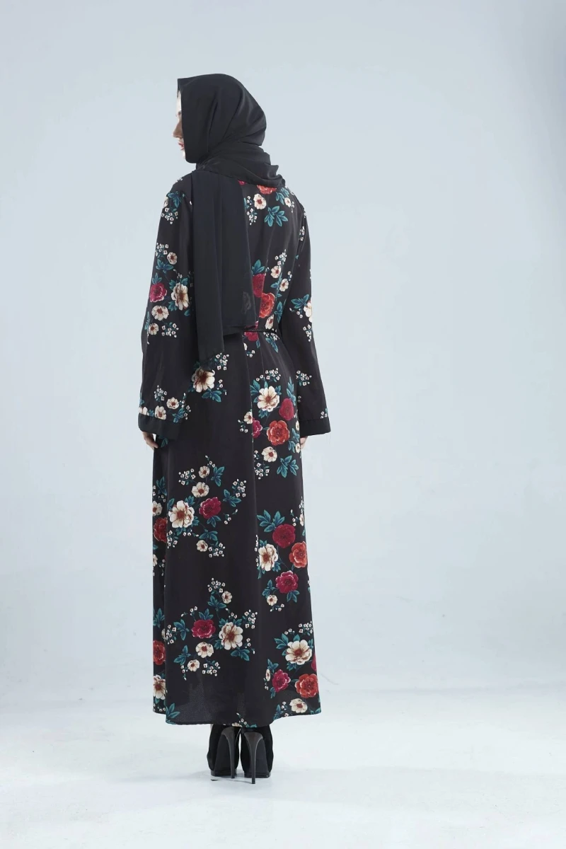 Мусульманское Абаи платье плюс Размеры халат Малайзии Дубай Кафтан Для женщин длинные Цветочный кардиган кимоно арабских Кафтан