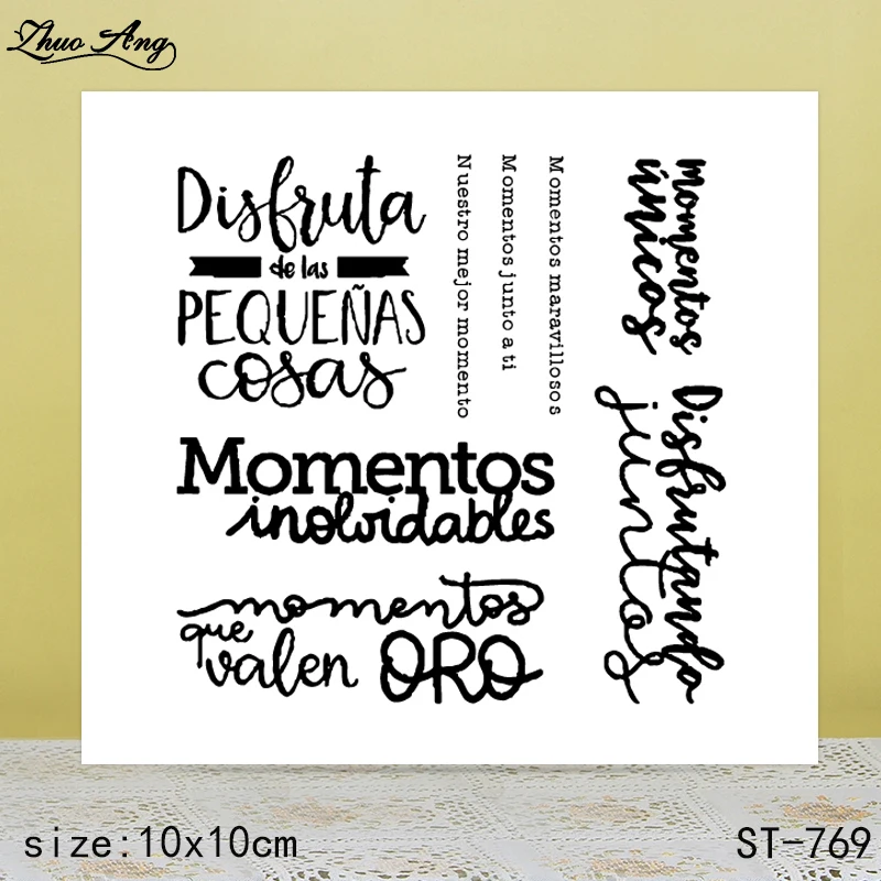 

ZhuoAng Spanish Happy Time Clear Stamps/Seals For DIY Scrapbooking/Card Making/Album Decorative Silicon Stamp Crafts