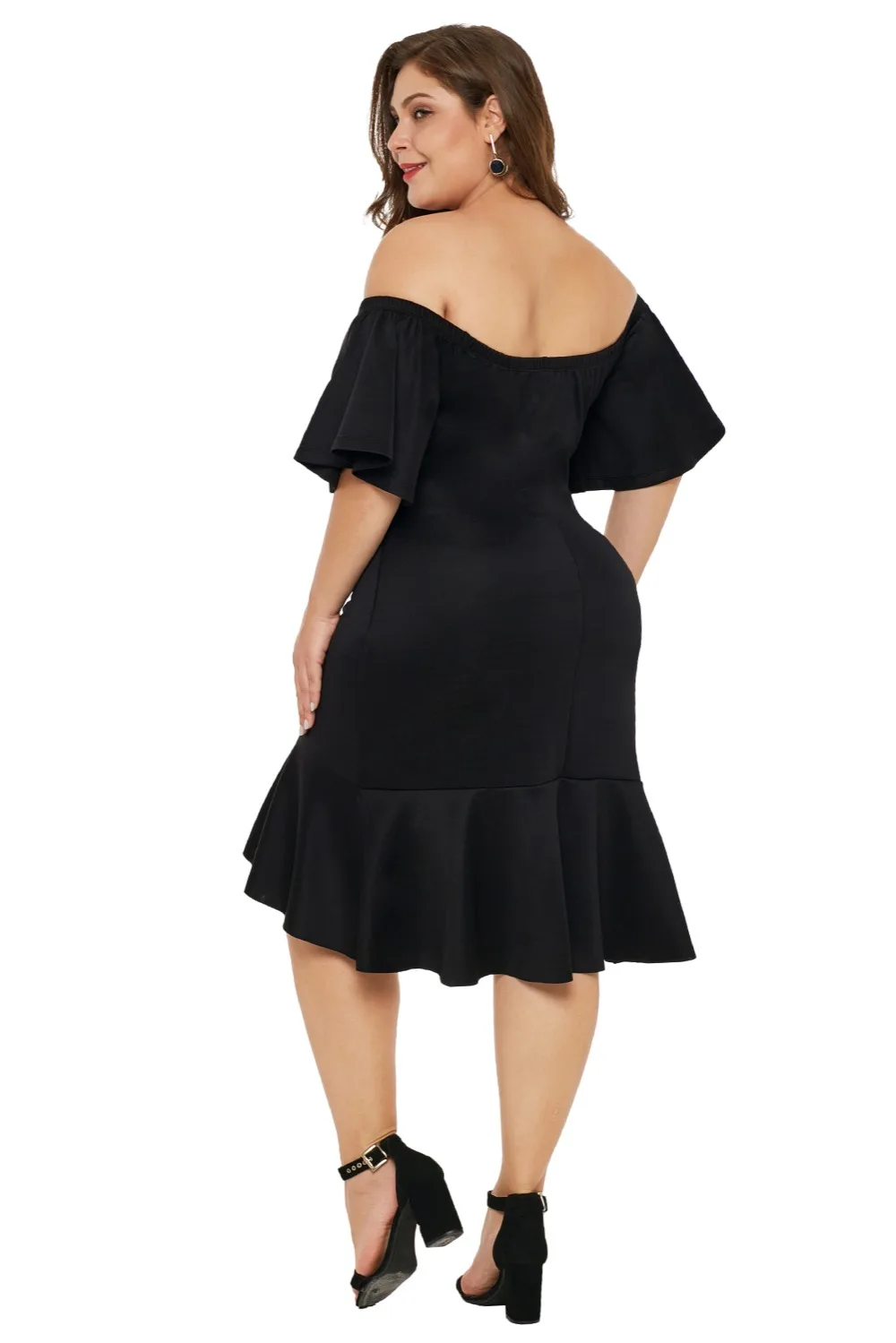 Black-Off-Shoulder-Plus-Size-Dress-with-Ruffles-LC220537-2-2