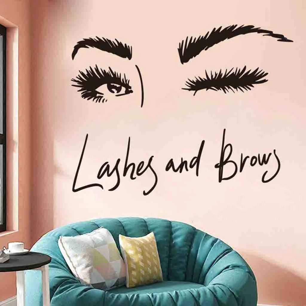 

Beautiful Eyes Lash Brow Women Wall Art Sticker Eye Lashes Extensions Beauty Salon Wall Decals Room Decoration Eyebrows Make Up