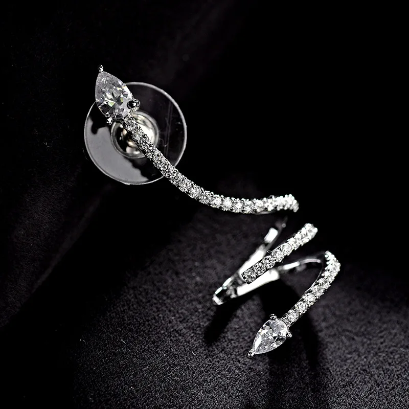 

BFQ New Snake AAA cubic zirconia clip earrings for women silver color punk earrings brincos pendientes earing orecchini ear cuff