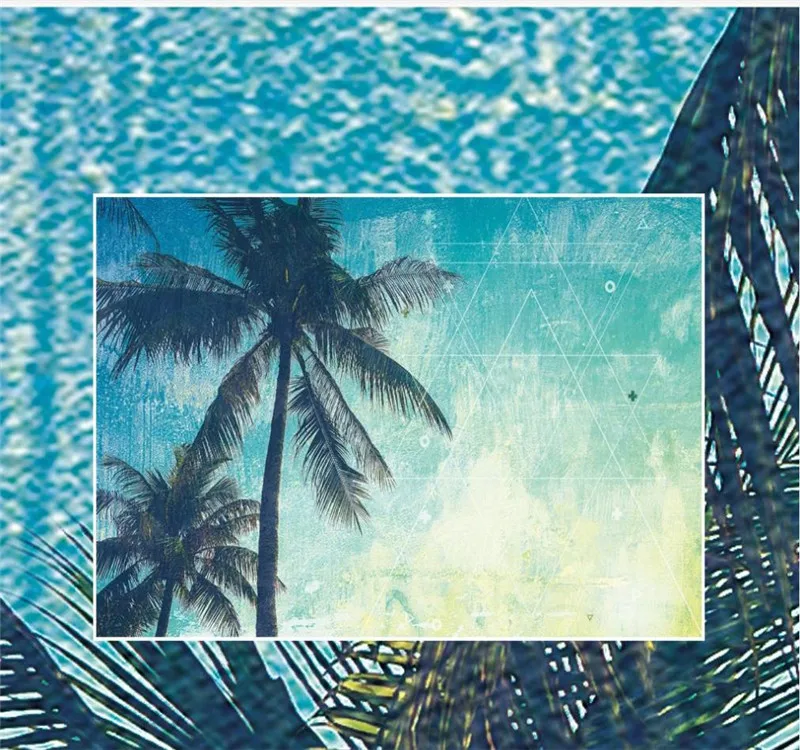 Custom 3D wallpaper Nordic style coconut tree nostalgic background wall paper mural - silk waterproof material Custom 3D wallpaper Nordic style coconut tree nostalgic background wall paper mural - silk waterproof material