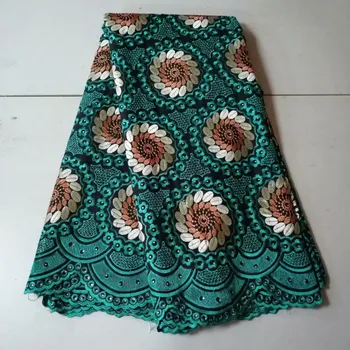 

green stone African Lace Fabrics High Quality Cotton Lace fabric For Men Swiss Voile Lace In Switzerland FF166-23