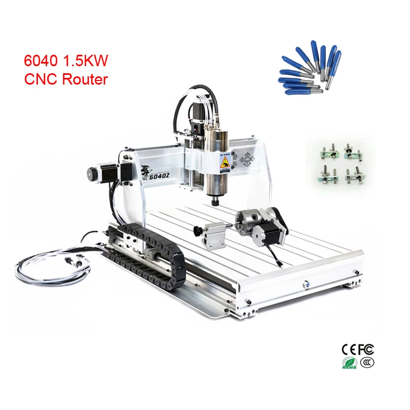 4axis DIY cnc wood router laser cutting machine 6040Z USB 1.5KW with